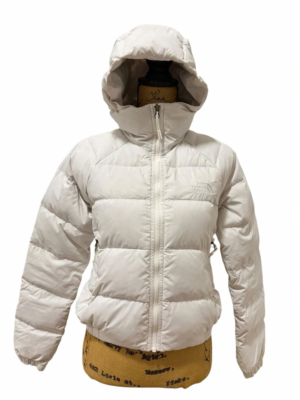The North Face Hydrenalite Down Hooded Puffer Jacket White Dune Small